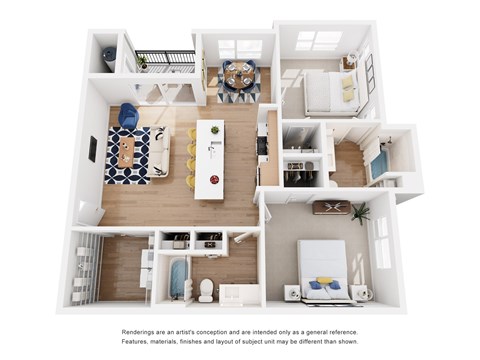 Floor plan for 2 beds, 2 baths, 1179 sqft